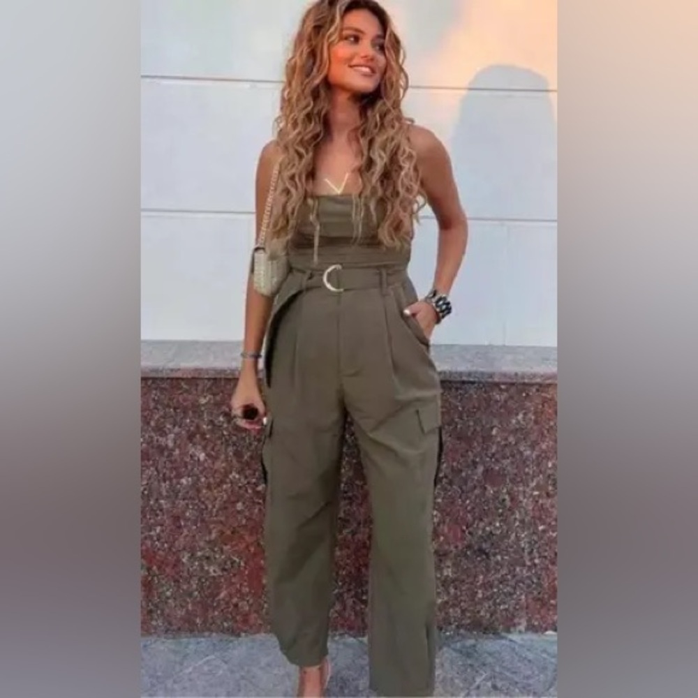 ZARA Strapless Cargo Jumpsuit NWOT